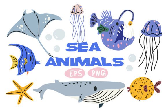 Download Marine Life Sea Animals and Fish Clipart - Marine life Collection
