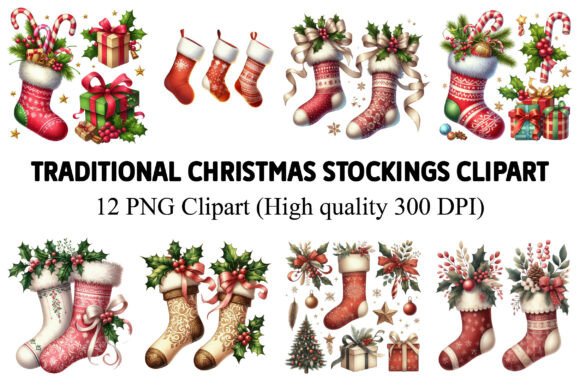 Download Traditional Christmas Stockings Clipart - Traditional christmas Collection