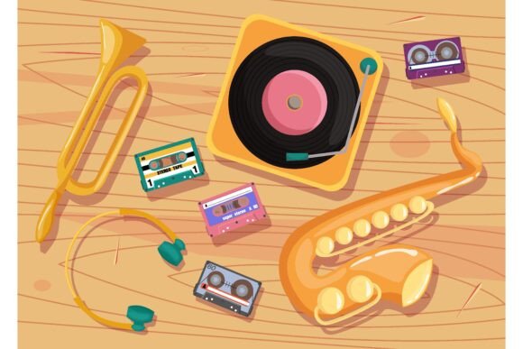 Download Cassette Tapes, Vinyl Player and Musical - Cassette tapes Collection