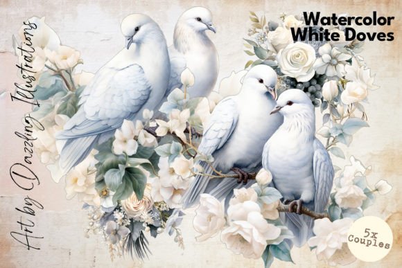Download Pastel White Watercolor Dove Couples - White watercolor Collection
