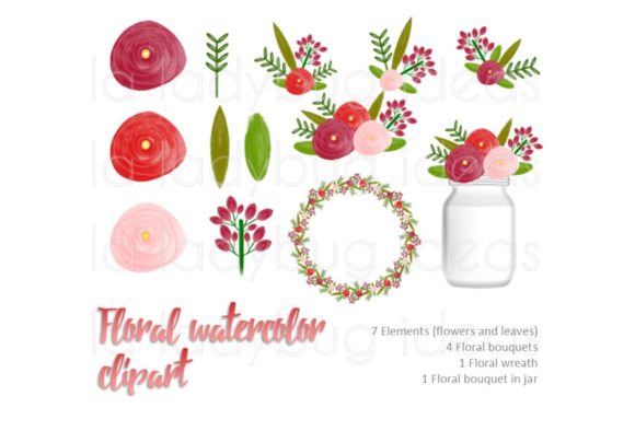 Download Red and White Watercolor Floral Clip Art - White watercolor Collection